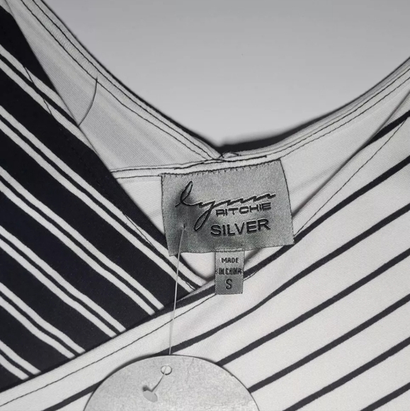 Lynn Ritchie Silver Dress Black and White Striped Knit New with Tags Size Small - Picture 4 of 12